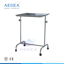 Soporte de bandeja de hospital ajustable de acero inoxidable AG-SS029 con dos postes